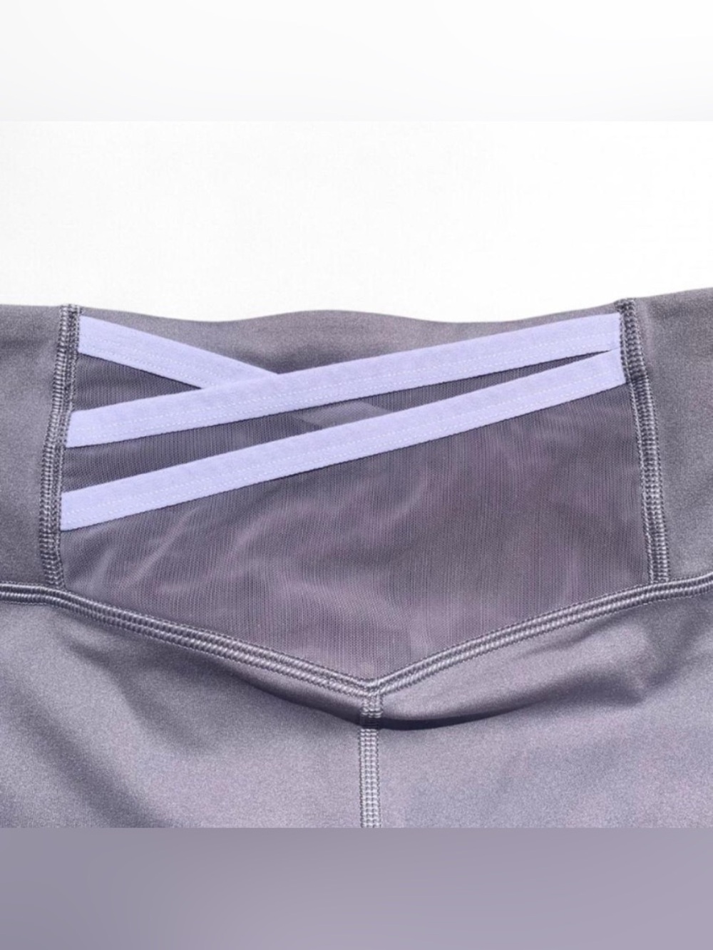 Soft Girl Balletcore Fabletics Motion365 Grey Leggings with Mesh Back Pocket - Picture 5 of 7